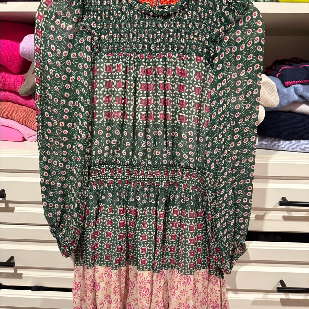 Green and Pink Patterned Dress